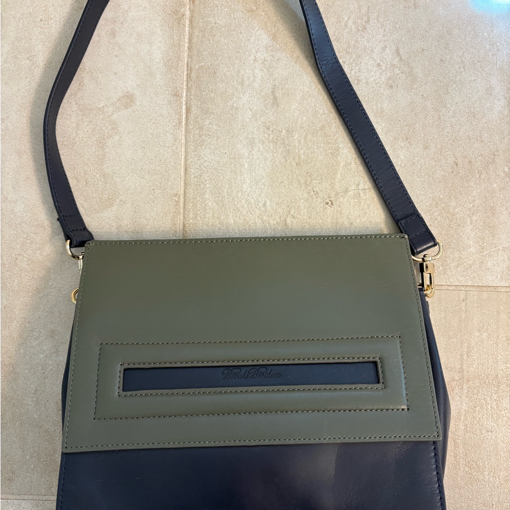 Brooks Brothers Olive And Navy Shoulder Bag